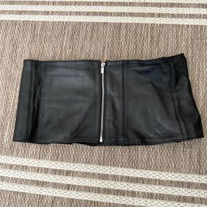 Zara Black Faux Leather Corset Zipper Belt Medium